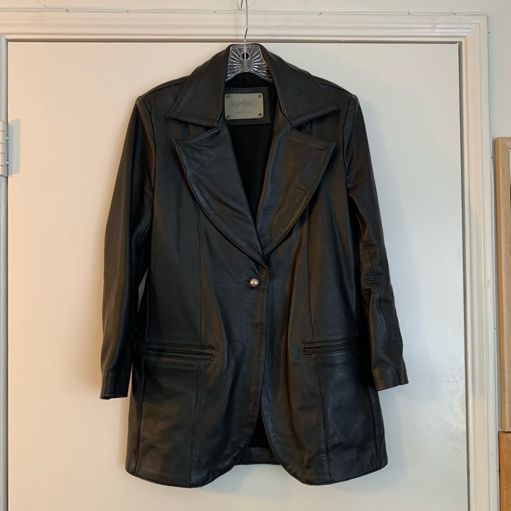 Understated Leather brand single button black blazer